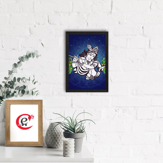 Lord Krishna Painting Digital Printed Religious Wall Art