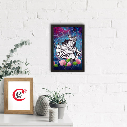 Lord Krishna Painting Digital Printed Religious Wall Art