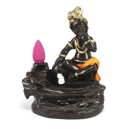 Lord Krishna Idol Smoke Backflow Cone Incense Holder Decorative Showpiece