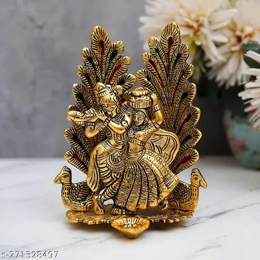 Radha krishna Metal Golden Idol
